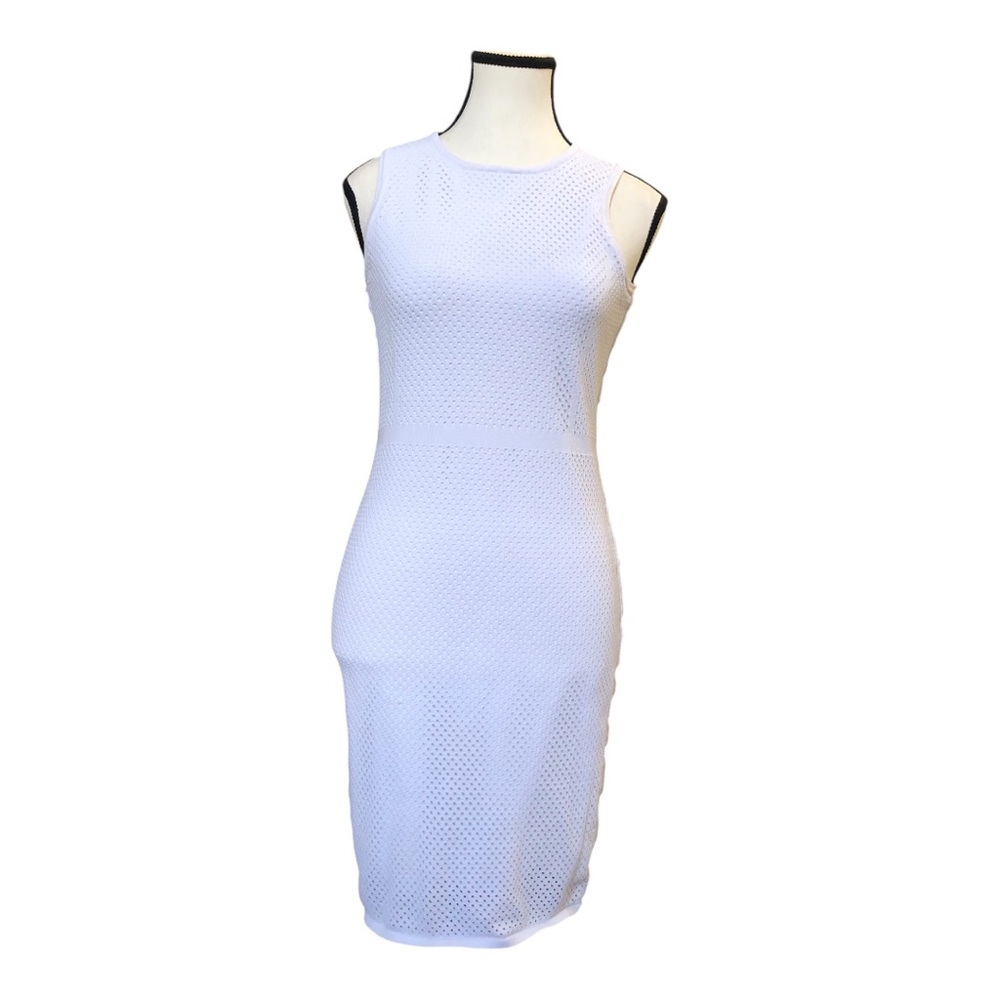 LINE & DOT White Mesh Sleeveless Bodycon Dress